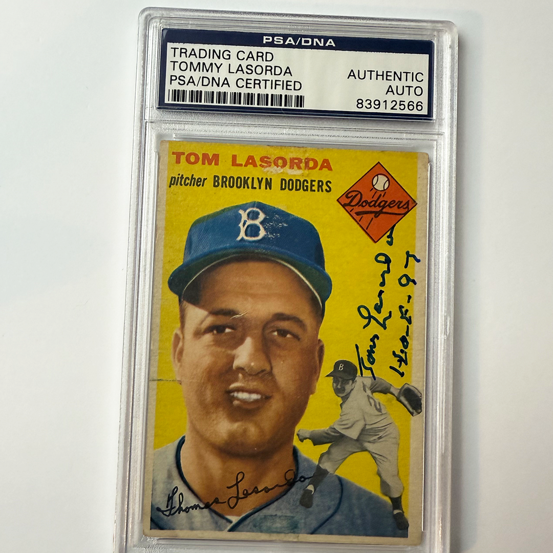 Tommy Lasorda Signed 1954 Topps Rookie #132 Hof 97 PSA  Auto Authentic