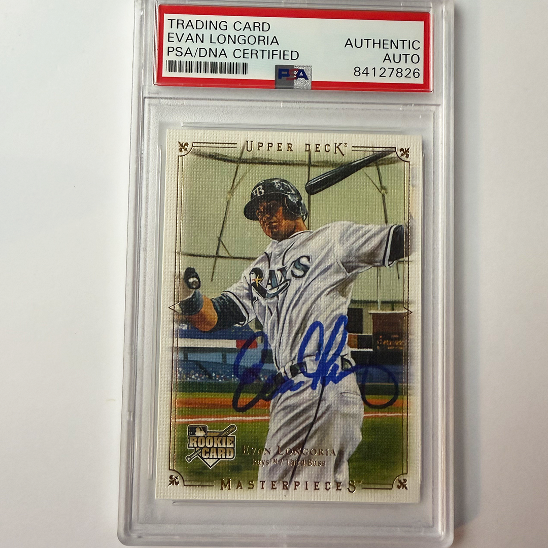 Evan Longoria Signed 2008 Upperdeck Masterpieces Rookie #7 PSA Auto Authentic