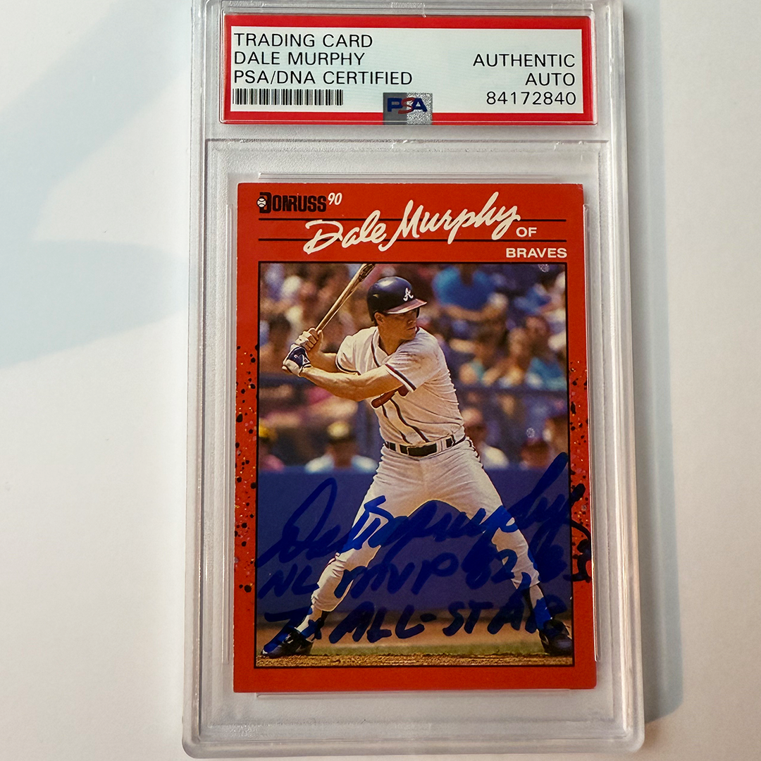 Dale Murphy Signed 1990 Donruss #168 W/2 Inscriptions PSA Auto Authentic