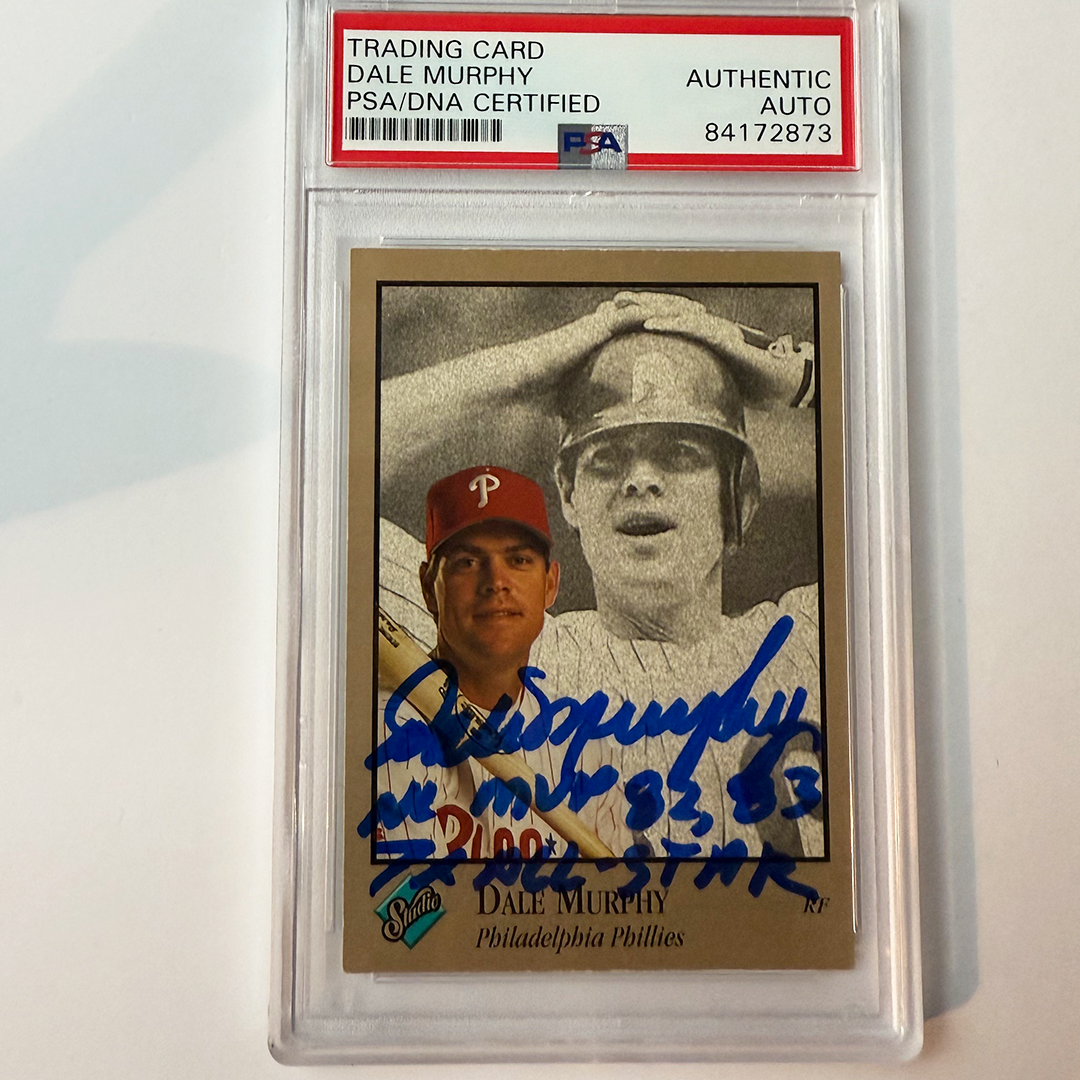 Dale Murphy Signed 1992 Studio #79 W/2 Inscriptions PSA Auto Authentic