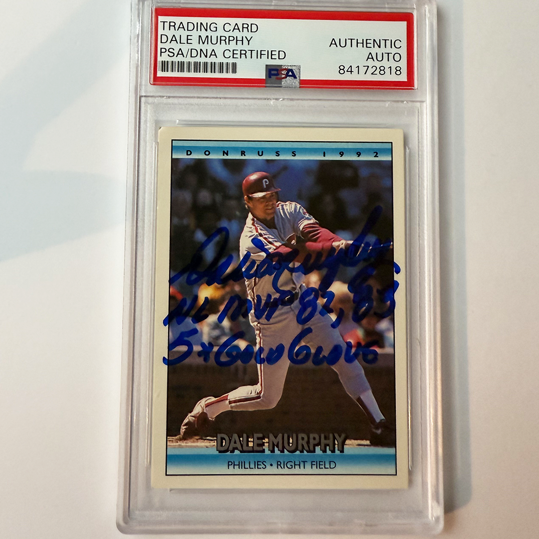 Dale Murphy Signed 1992 Donruss #146 W/2 Inscriptions PSA Auto Authentic