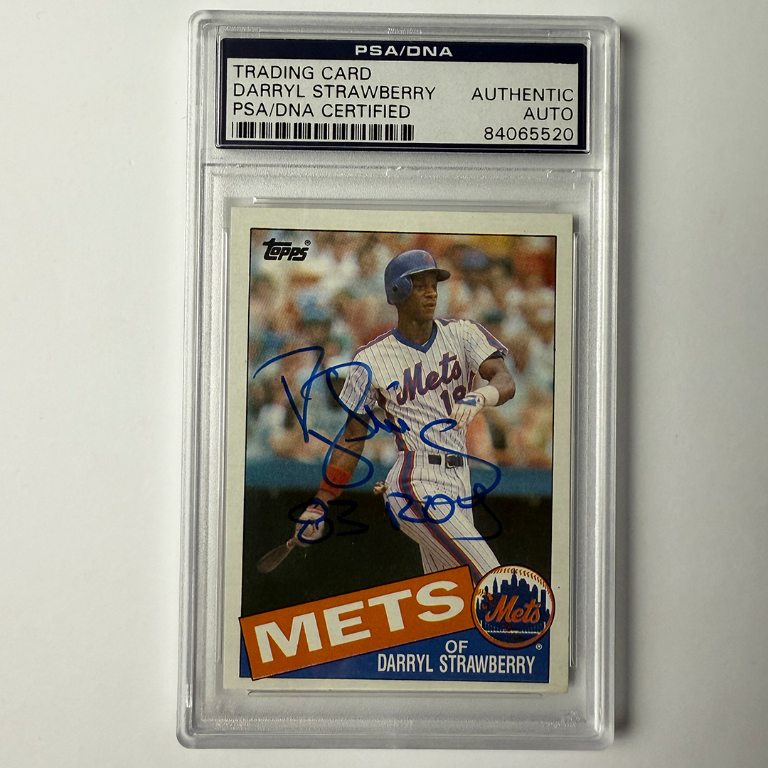 Darryl Strawberry Signed 1985 Topps #570 W/83 Roy PSA Auto Authentic