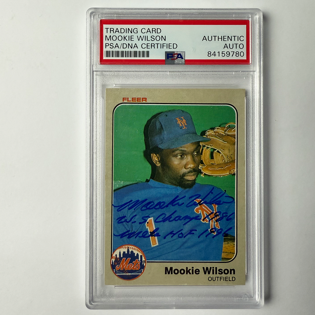 Mookie Wilson Signed 1983 Fleer #560 W/2 Inscriptions PSA Auto Authentic