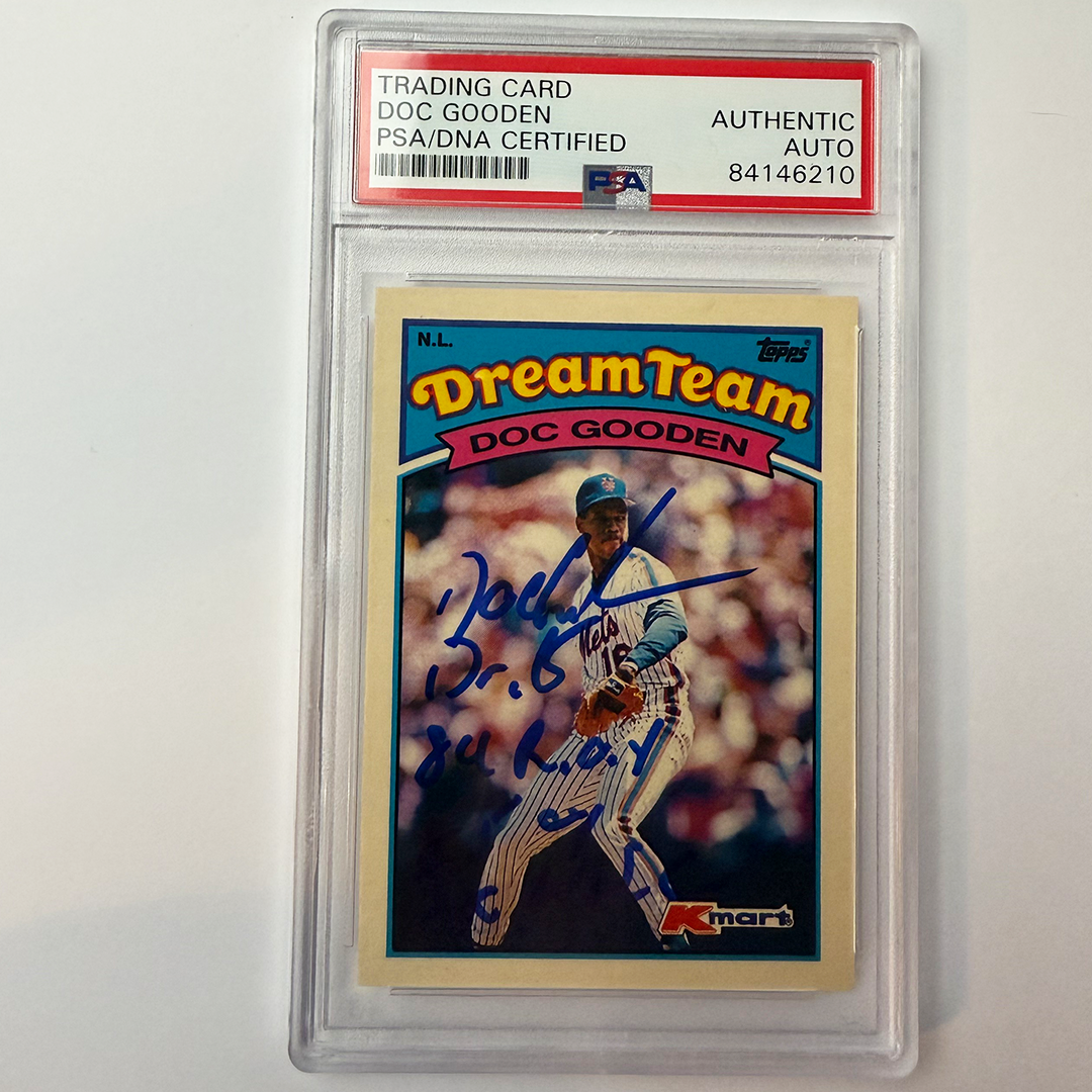 Dwight Gooden Signed 1989 Topps Kmart Dream Team #31 W/4 Insc PSA Auto Auth