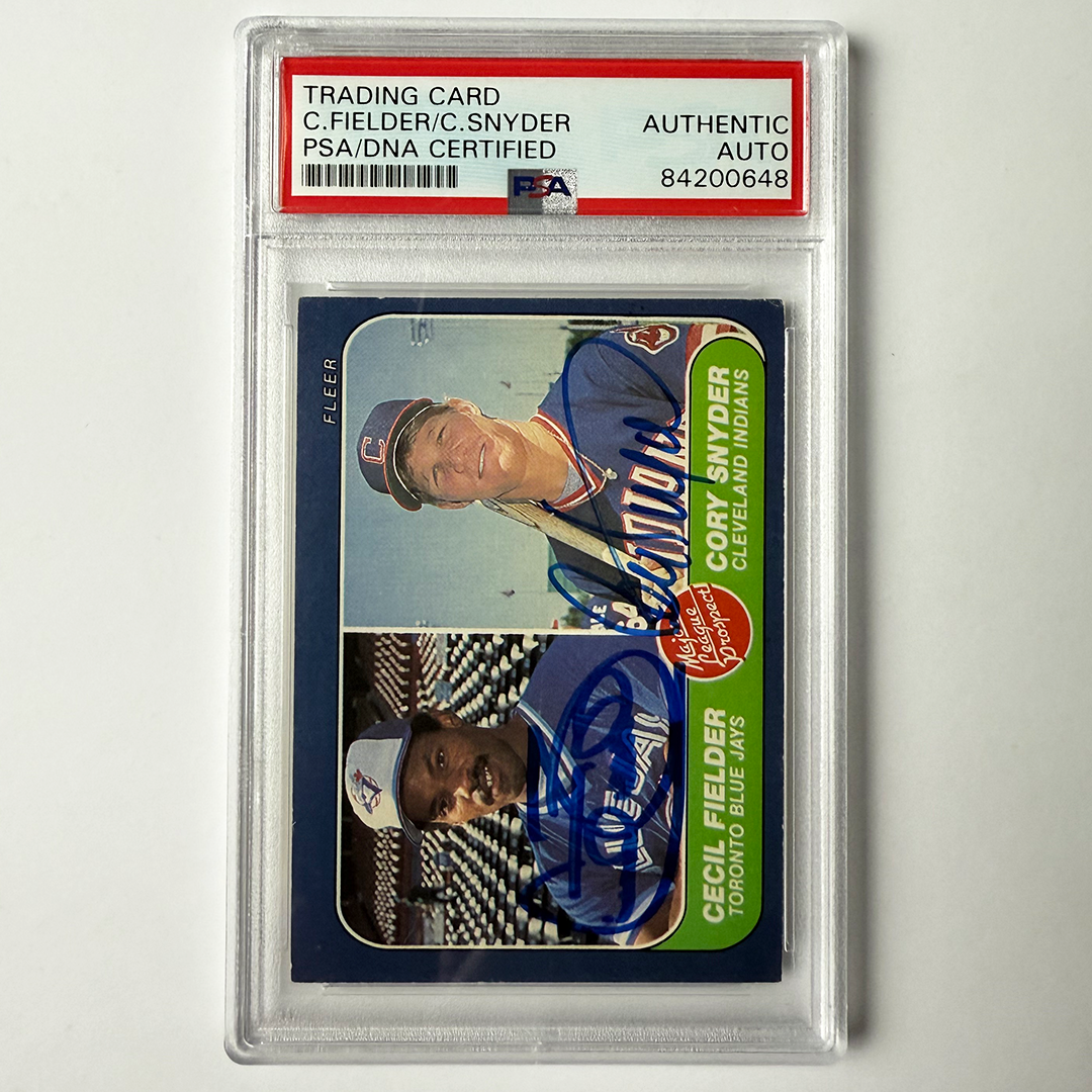 Cecil Fielder And Cory Snyder Signed 1986 Fleer Rookie #653 PSA Auto Authentic