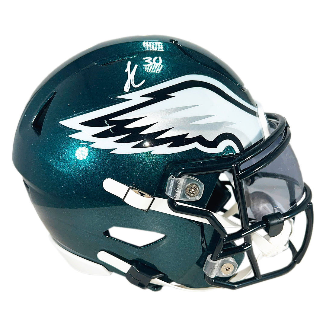 Jihaad Campbell Signed Philadelphia Eagles Midi Speedflex Football Helmet (Beckett)