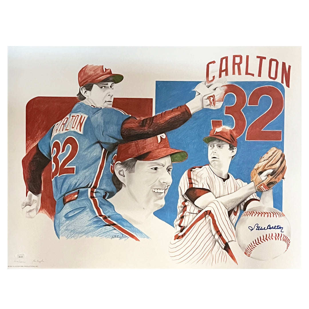 Steve Carlton Signed Baseball 18X24 Photo (Jsa)