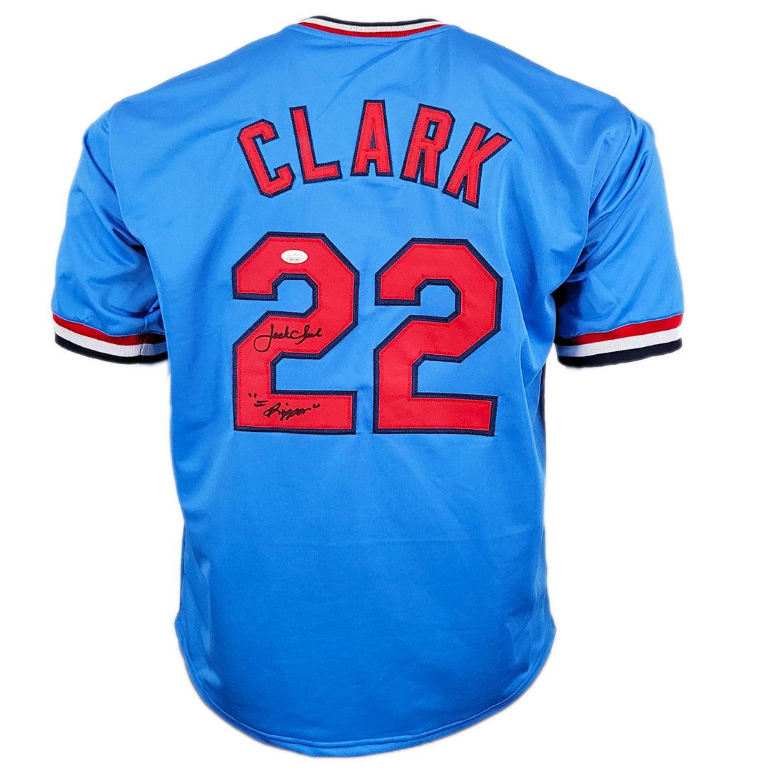 Jack Clark Signed The Ripper Inscription St. Louis Light Blue Baseball Jersey (Jsa)