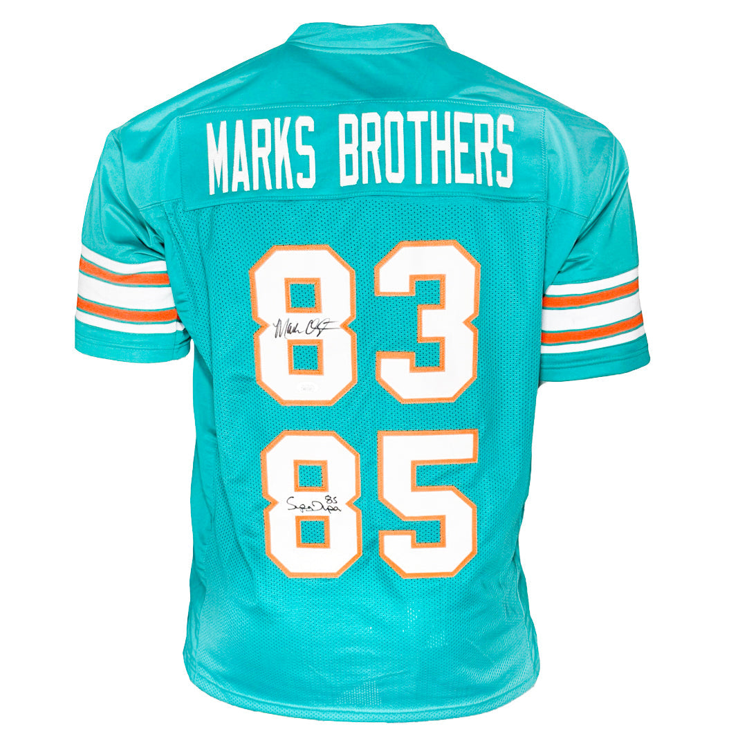 Marks Brothers Mark Clayton & Mark Duper Signed Miami Teal Football Jersey (Jsa)