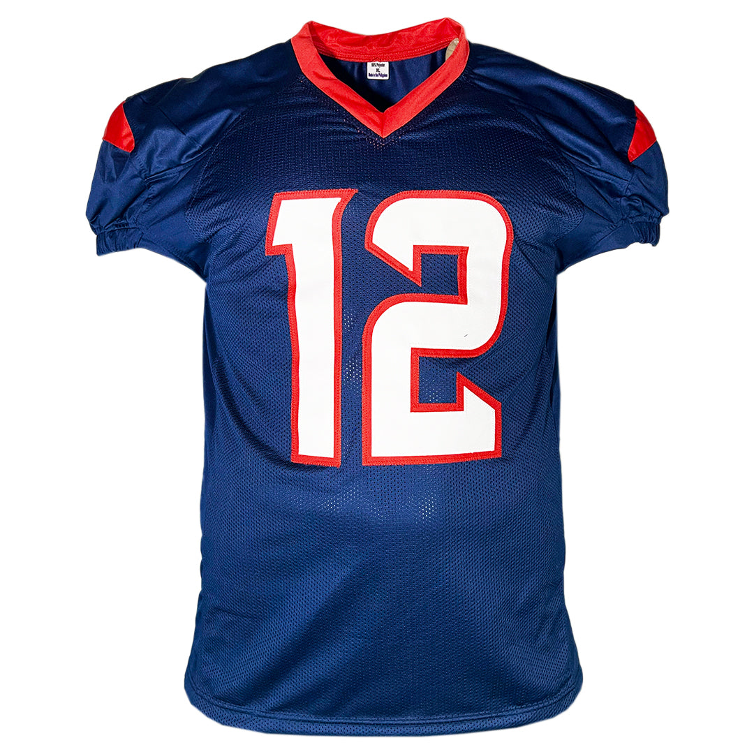 Nico Collins Signed Houston Navy Game Style Football Jersey (Jsa)