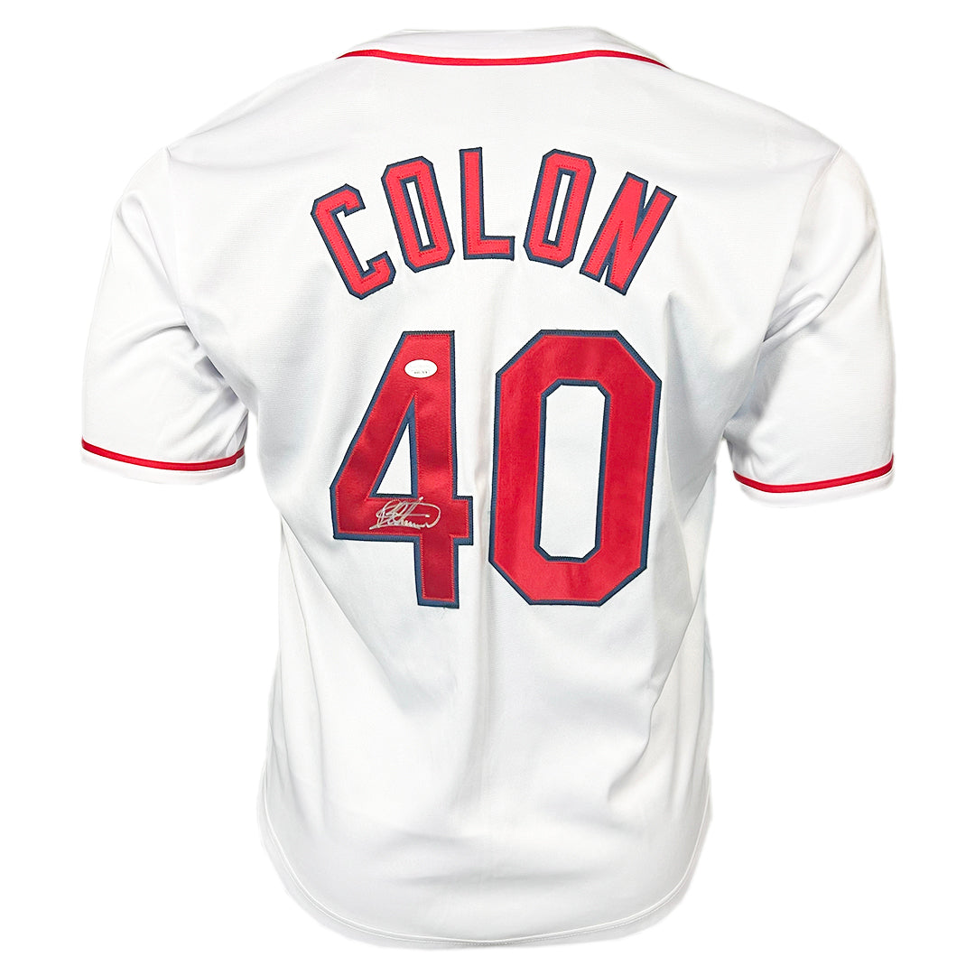 Bartolo Colon Signed Cleveland White Baseball Jersey (Jsa)