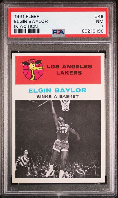 Basketball Elgin Baylor In Action 1961 Fleer #46 PSA 7
