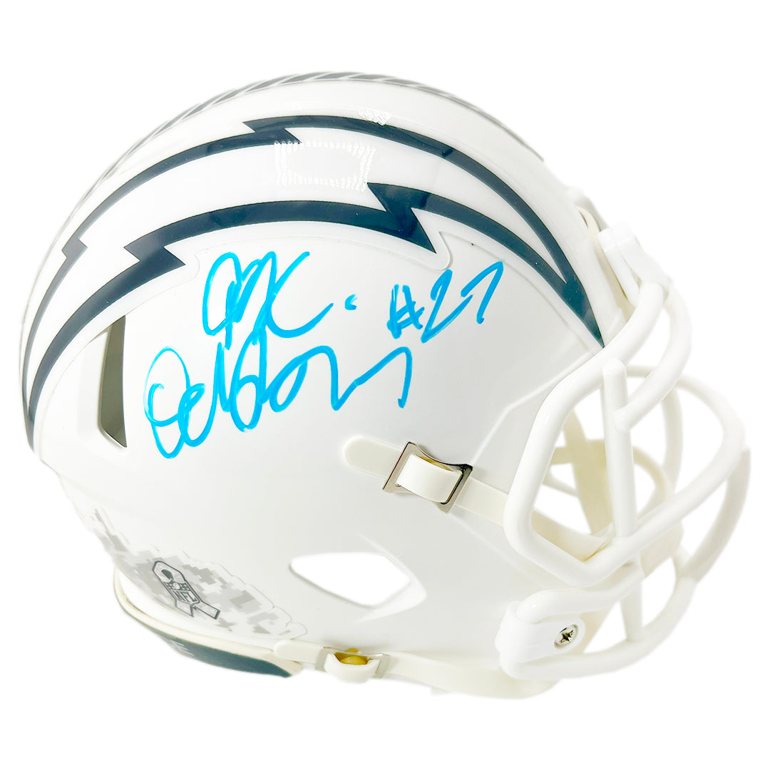 J.K. Dobbins Signed Los Angeles Chargers Salute To Service 2024 Mini Football Helmet (Jsa)