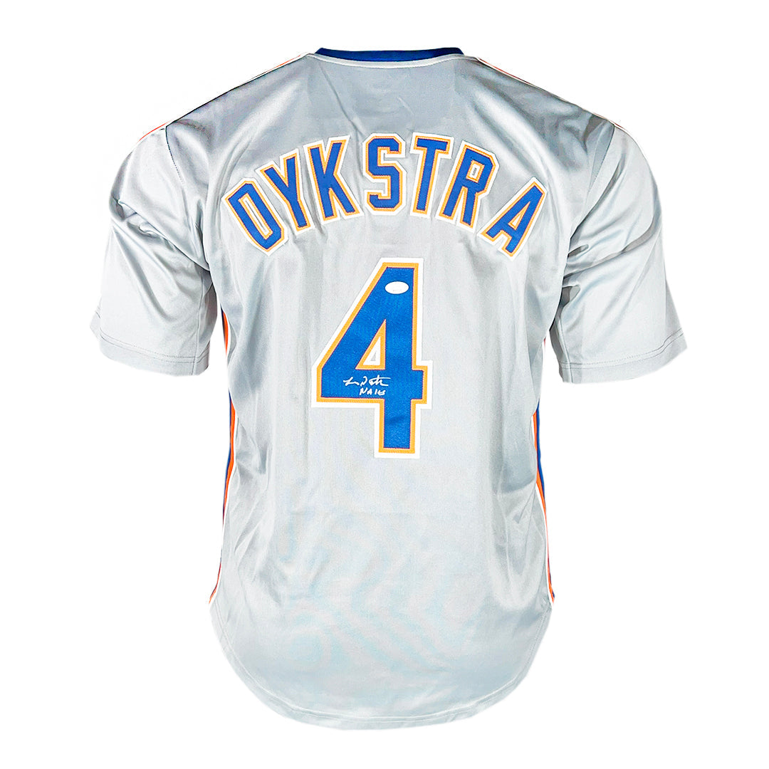 Lenny Dykstra Signed Nails Inscription New York Grey Baseball Jersey (Jsa)