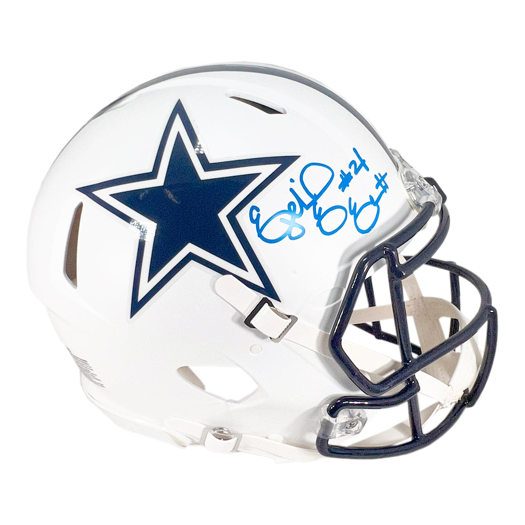 Ezekiel Elliott Signed Dallas Cowboys Authentic Flat White Speed Full-Size Football Helmet (Jsa)