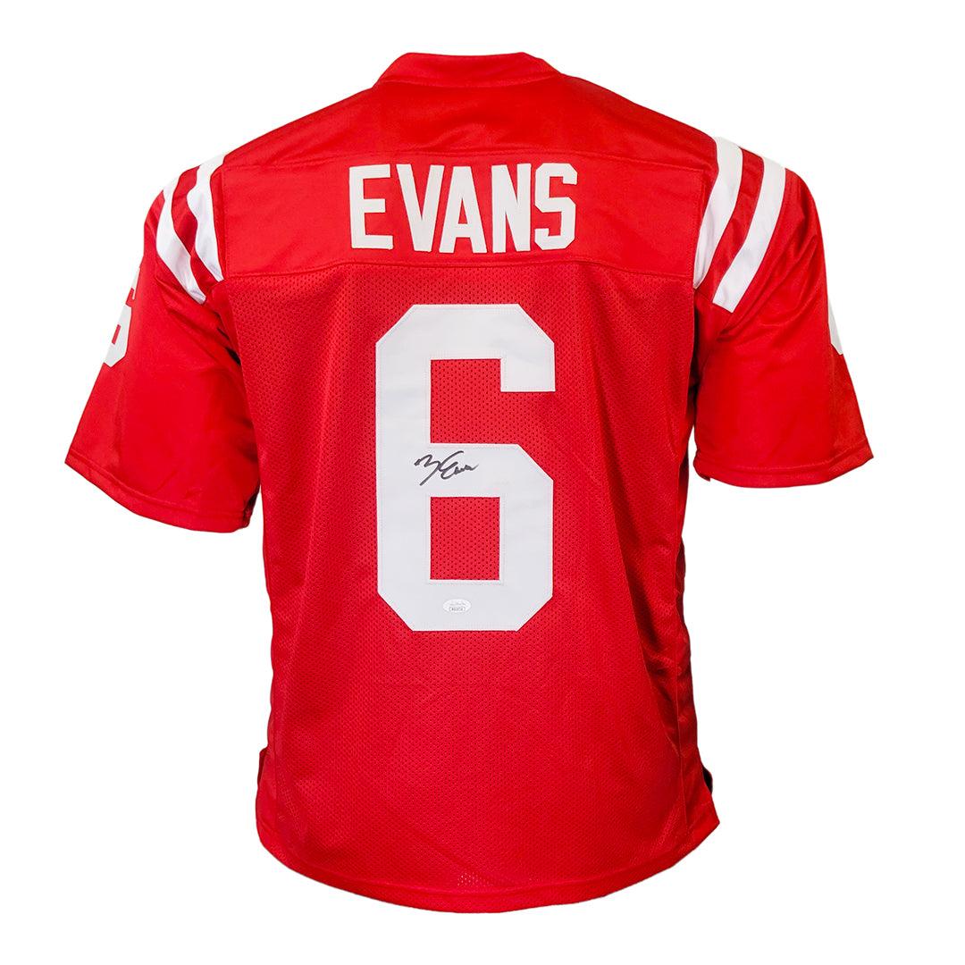 Zach Evans Signed Ole Miss College Red Football Jersey (Jsa)