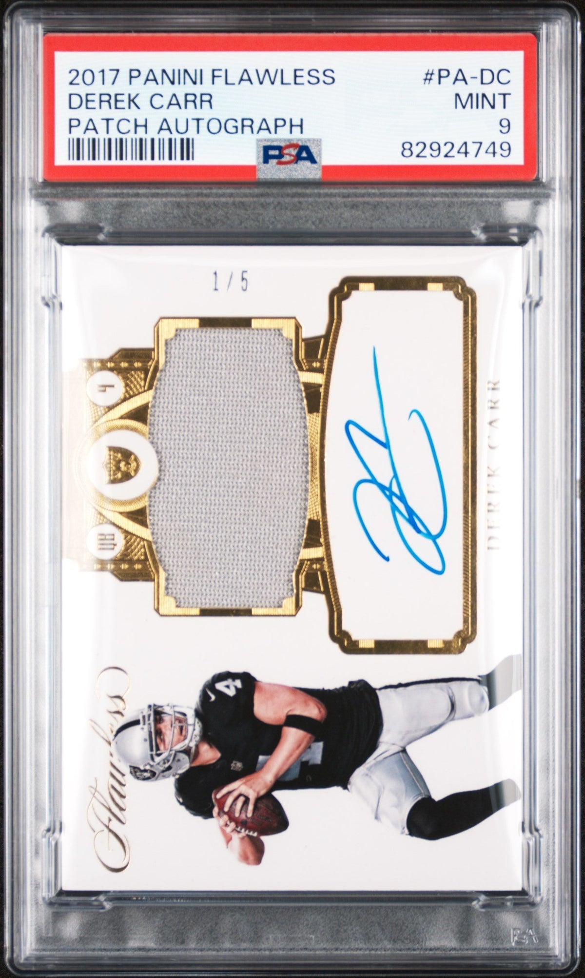 Pokémon Panini 2017 Panini Flawless Derek Carr #Pa-Dc Patch Auto /5 PSA 9