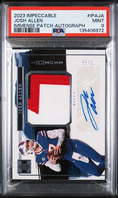 Sports Panini Josh Allen 2023 Panini Impeccable Immense Patch Autograph #'D 76/99 PSA 9