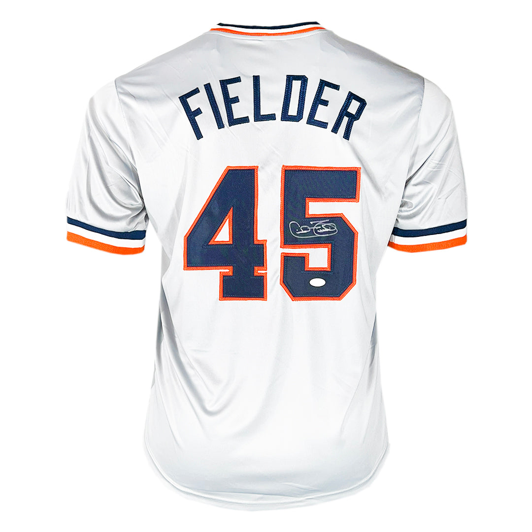 Cecil Fielder Signed On #5 Detroit Grey Baseball Jersey (Jsa)