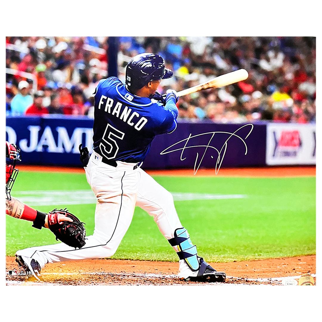 Wander Franco Signed Tampa Bay Batting Baseball 16X20 Photo (Jsa)
