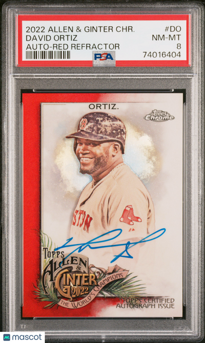 Sports Topps 2022 Topps Allen & Ginter Chrome Autographs David Ortiz #Do Red Refractor PSA 8