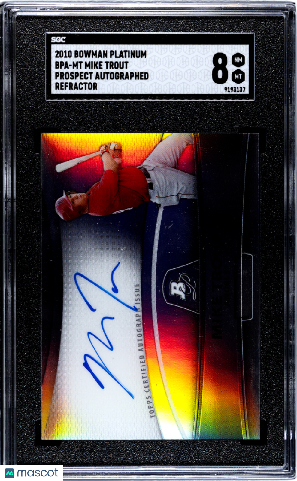 Baseball Bowman 2010 Bowman Platinum Mike Trout #Bpa-Mt Prospect Autograph Refractor SGC 8