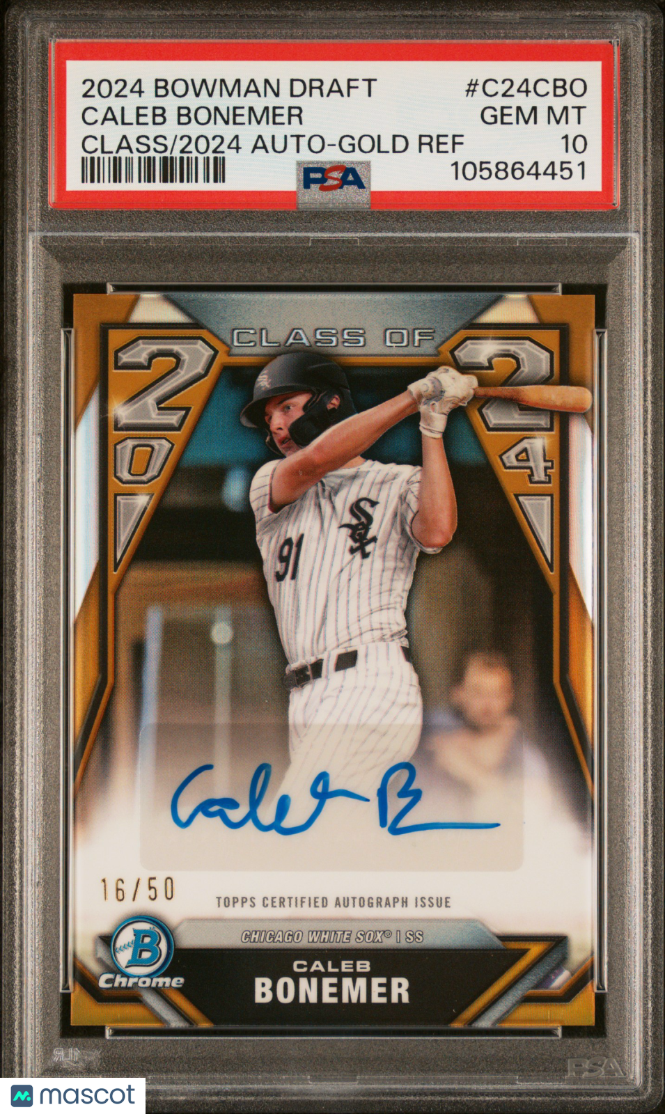 Baseball Bowman 2024 Bowman Draft Class Of 2024 Auto Caleb Bonemer #C24cbo Gold Ref 16/50 PSA 10