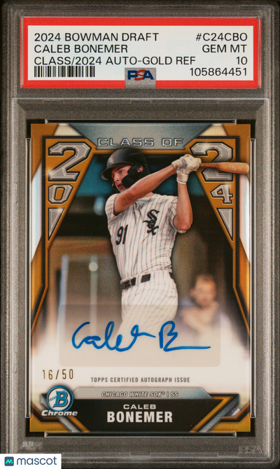 Baseball Bowman 2024 Bowman Draft Class Of 2024 Auto Caleb Bonemer #C24cbo Gold Ref 16/50 PSA 10