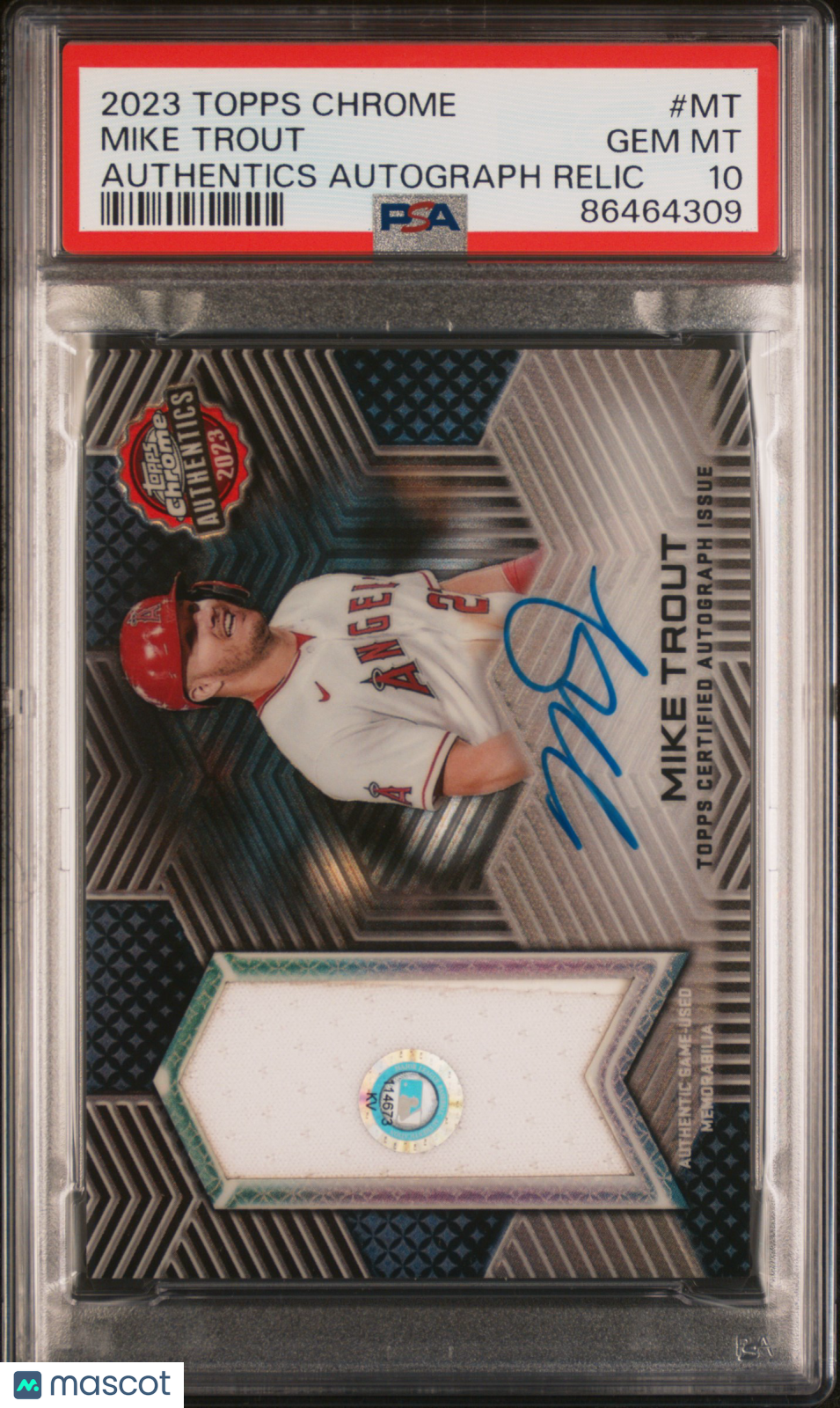 Sports Topps 2023 Topps Chrome Topps Chrome Authentics Autograph Relic Mike Trout #Mt PSA 10