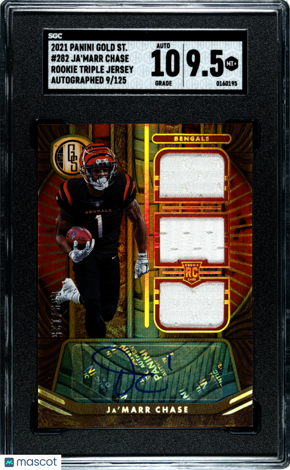 Sports Panini 2021 Panini Gold Ja'Marr Chase #282 Rc Triple Jersey Auto SGC 9.5 Auto 10