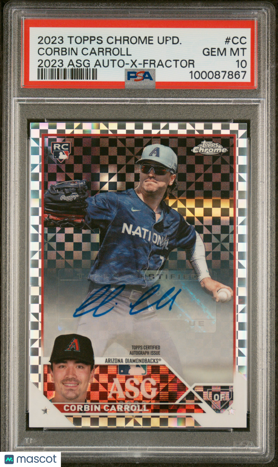 Sports Topps 2023 Topps Chrome 2023 All-Star Game Auto Corbin Carroll #Cc X Fractor PSA 10