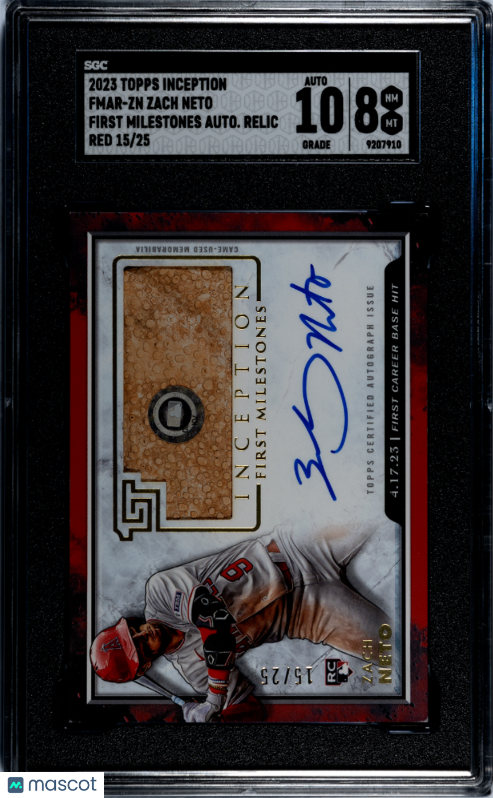 Sports Topps 2023 Topps Inception Zach Neto #Fmar-Zn First Auto Relic Red 25 SGC 8 Auto 10