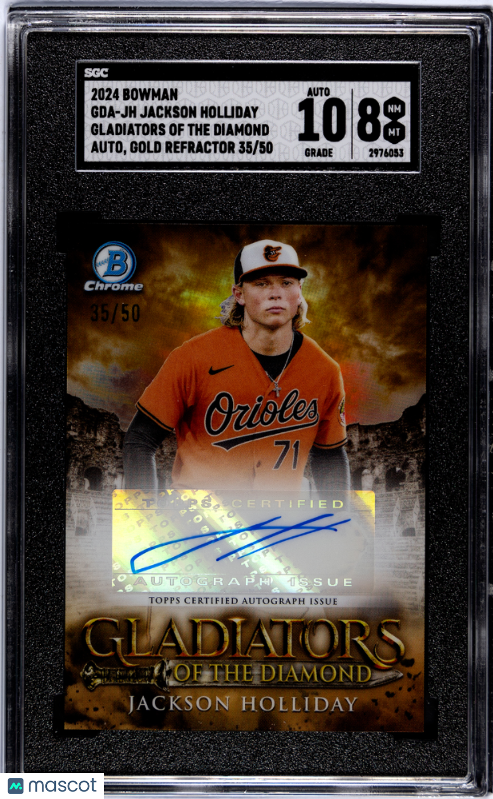 Baseball Bowman 2024 Bowman Jackson Holliday #Gda-Jh Gladiators Diamond Gold Ref SGC Auto 10