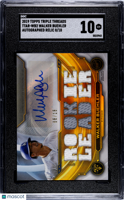 Sports Topps 2019 Topps Triple Threads Walker Buehler #Ttar-Wb2 Autograph Relic SGC 10