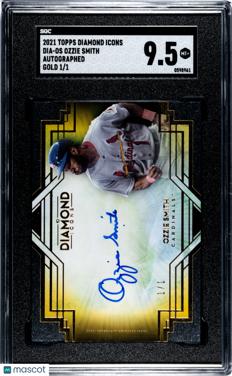 Sports Topps 2021 Topps Diamond Icons Ozzie Smith #Dia-Os Autograph Gold SGC 9.5