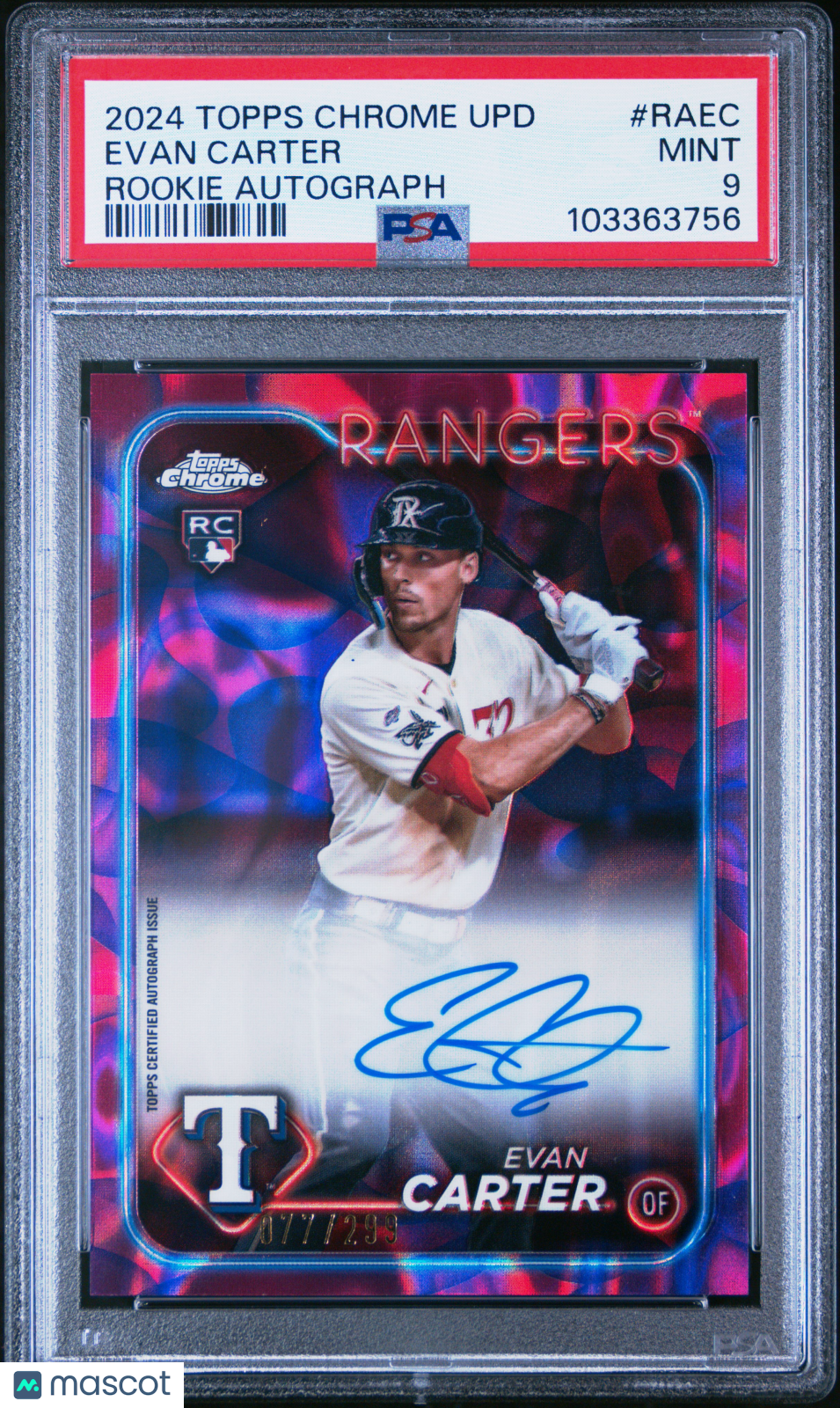 Sports Topps 2024 Topps Chrome Update Chrome Rookie Autographs Evan Carter #Raec PSA 9