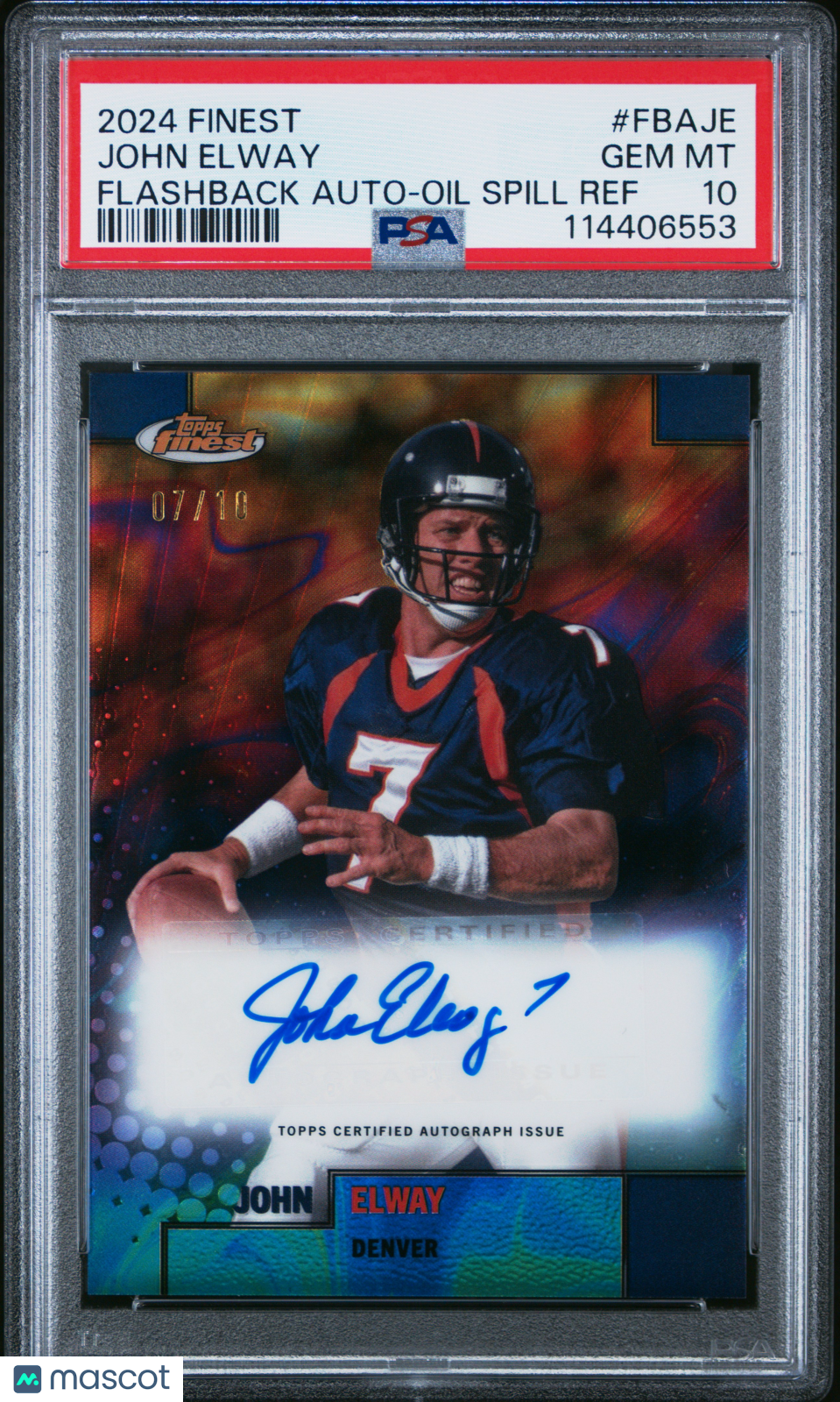 Sports Topps 2024 Topps Finest Flashback Auto John Elway #Fbaje Oil Spill Ref 07/10 PSA 10