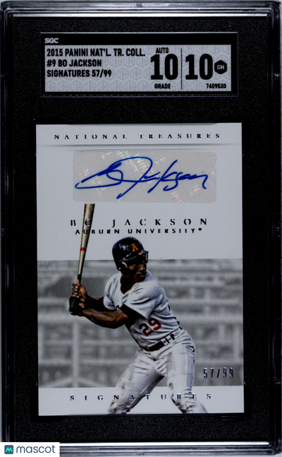 Sports Panini 2015 Panini National Treasures Collegiate Bo Jackson #9 Sigs. SGC 10 Auto 10