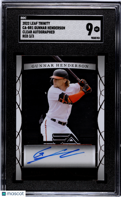 Sports 2022 Leaf Trinity Gunnar Henderson #Ca-Br1 Clear Autograph Red SGC 9