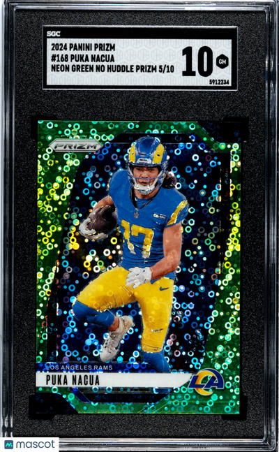 Sports Panini 2024 Panini Prizm Puka Nacua #168 Neon Green No Huddle SGC 10