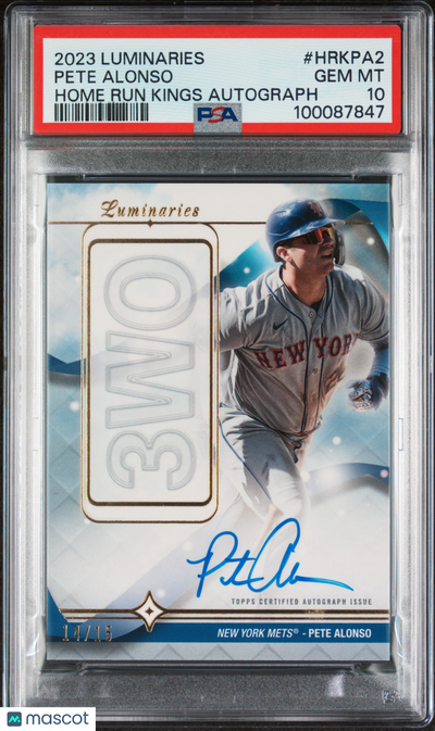 Sports Topps 2023 Topps Luminaries Home Run Kings Autographs Pete Alonso #Hrkpa2 14/15 PSA 10