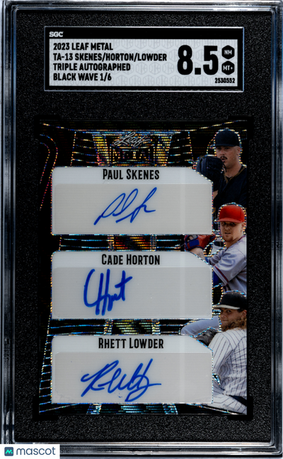 Sports 2023 Leaf Metal Horton Skenes Lowder #Ta-13 Triple Auto Black Wave SGC 8.5 /6