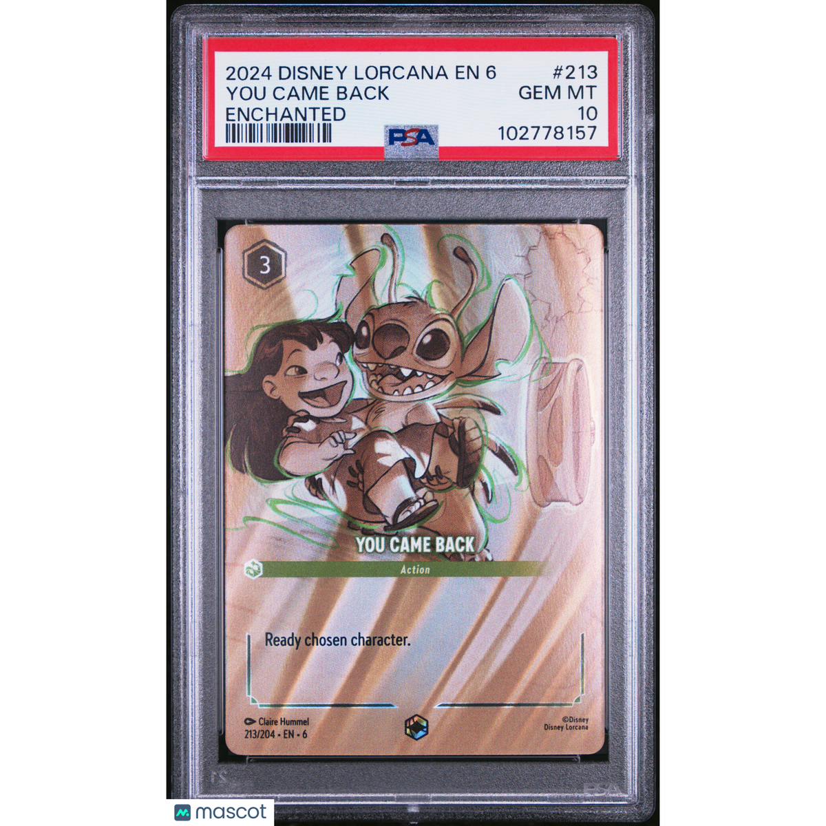 Pokémon 2024 Disney Lorcana En 6-Azurite Sea You Came Back #213 Enchanted PSA 10