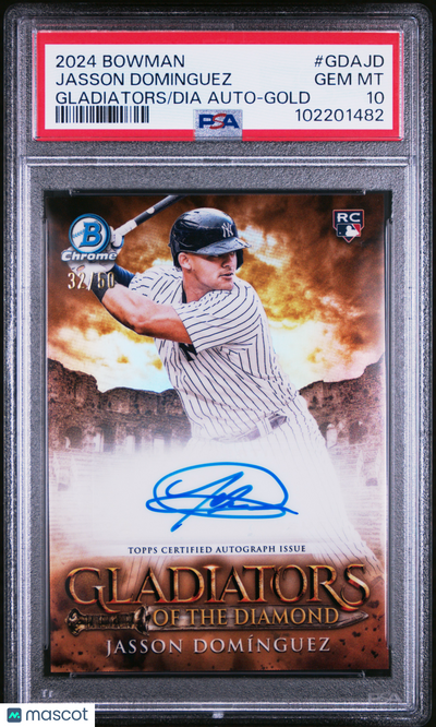 Baseball Bowman 2024 Bowman Gladiators Diamond Auto Jasson Dominguez #Gdajd Gold 32/60 PSA 10