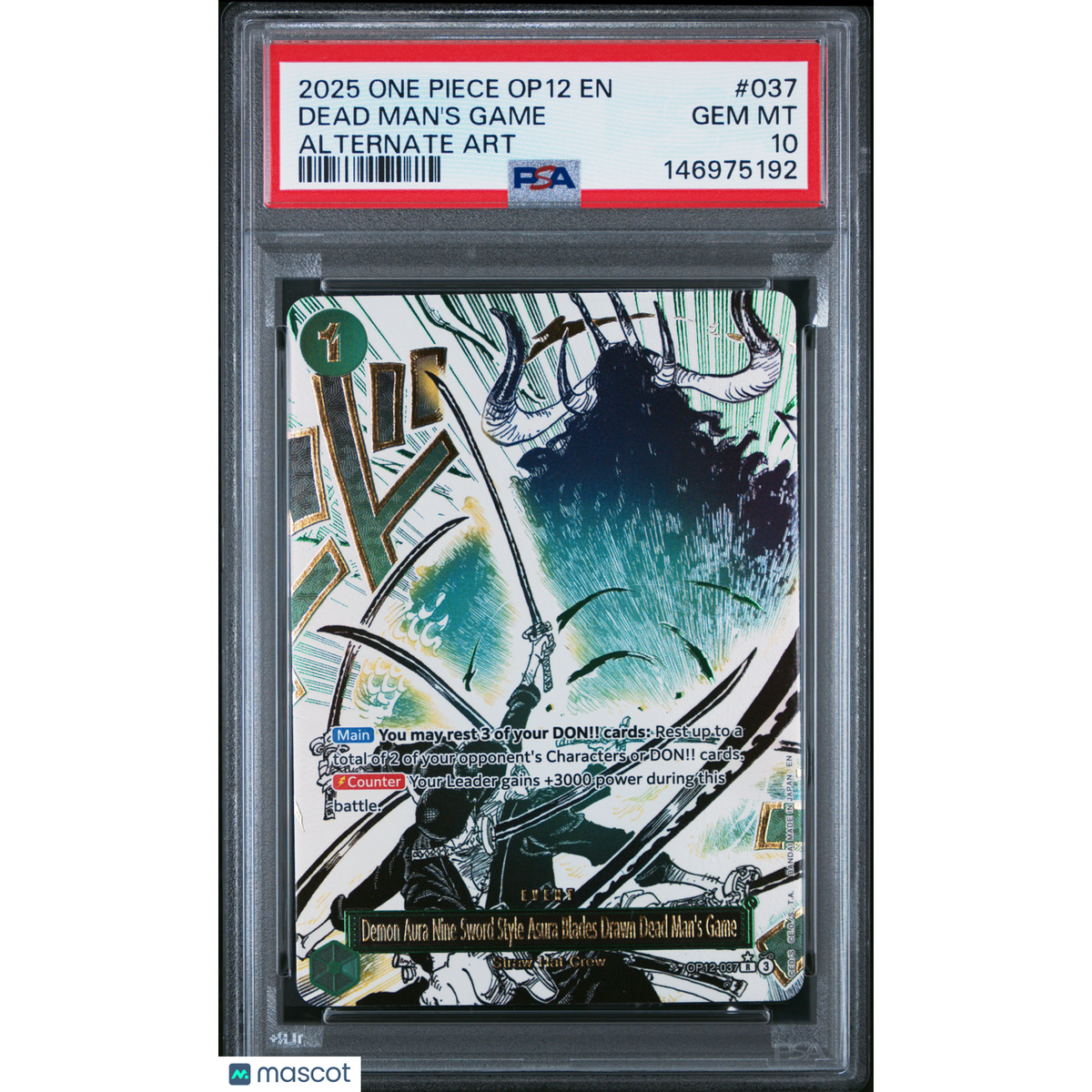 Pokémon 2025 One Piece Op12-Legacy Of The Master Dead Man'S Game #037 Alternate Art PSA 10