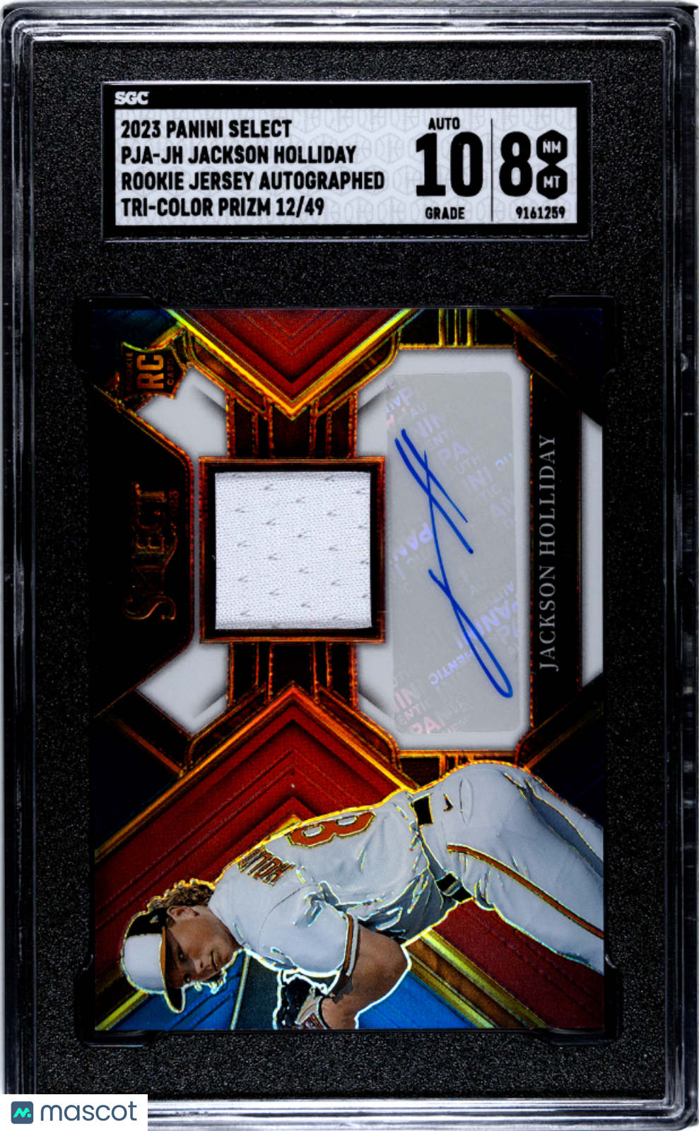 Sports Panini 2023 Panini Jackson Holliday #Pja-Jh Rc Jersey Tri Color Prizm SGC Auto 10 /49