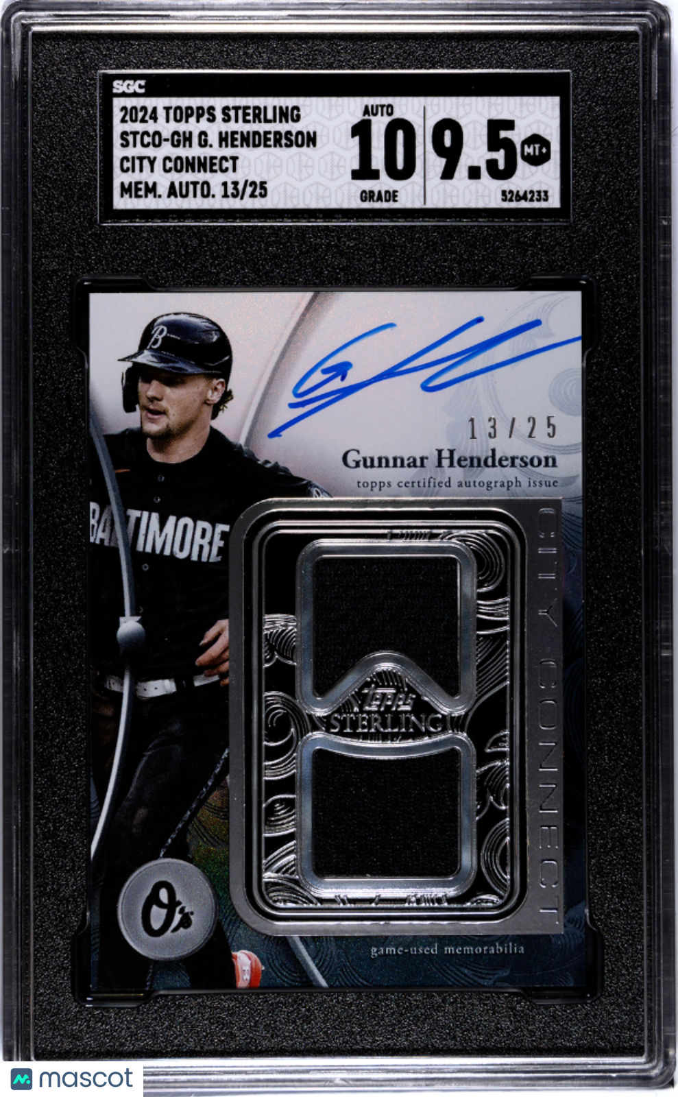 Sports Topps 2024 Topps Sterling Gunnar Henderson #Stco-Gh City Connect Mem. SGC 9.5 Auto 10