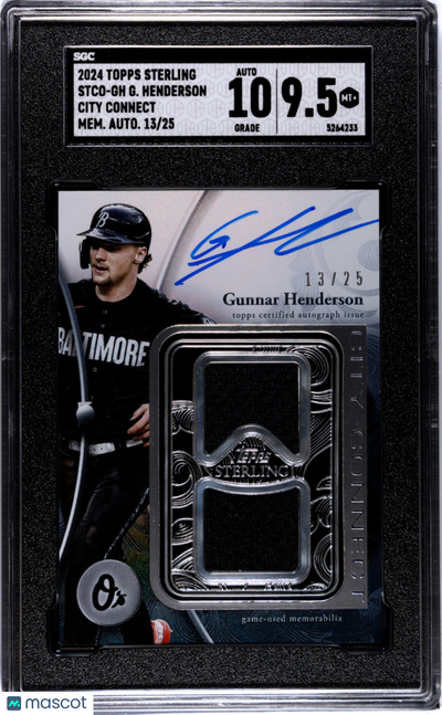 Sports Topps 2024 Topps Sterling Gunnar Henderson #Stco-Gh City Connect Mem. SGC 9.5 Auto 10