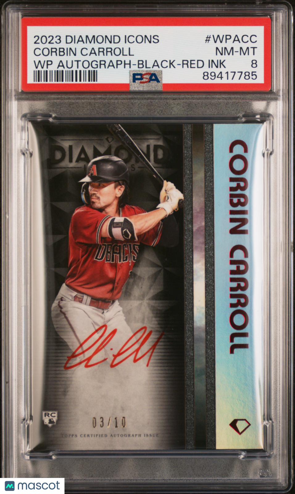 Sports Topps 2023 Topps Diamond Icons White Auto Corbin Carroll #Wpacc Wp Black Red /10 PSA
