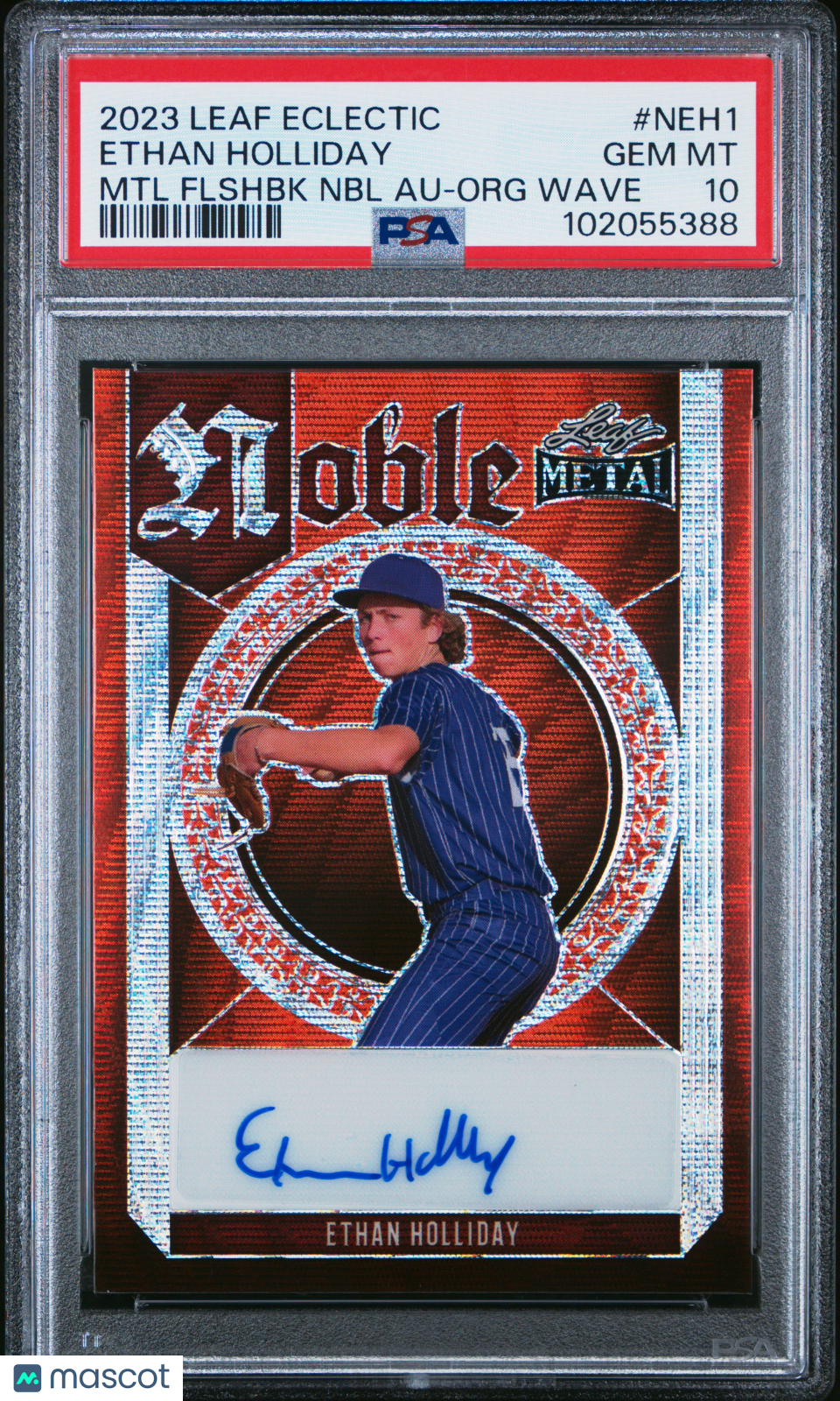 Sports 2023 Leaf Eclectic Metal Flashback Auto Ethan Holliday #Neh1 Org Wave PSA 10